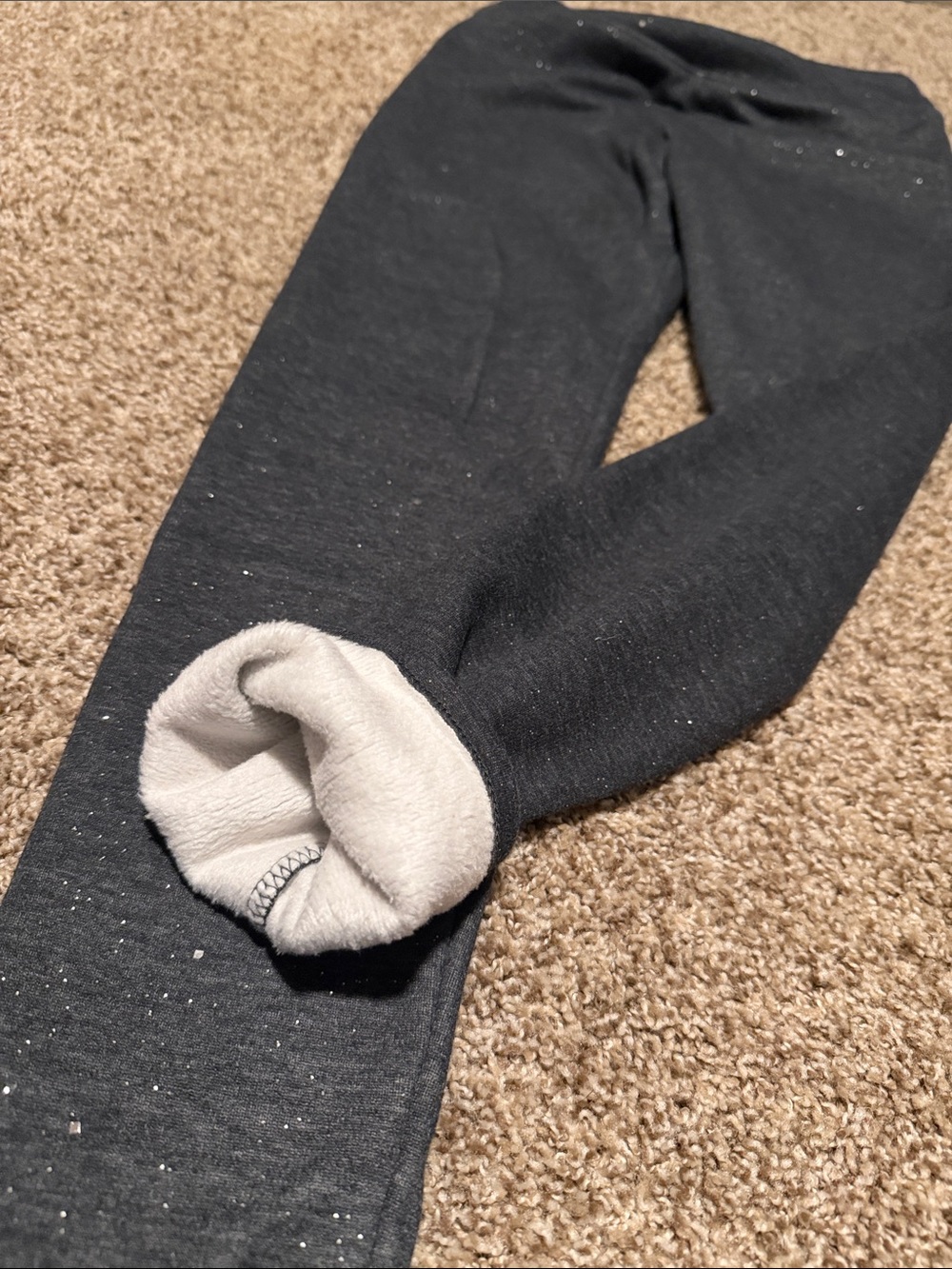 SO youth gray glittery fleece-lined leggings (XL) - EUC!